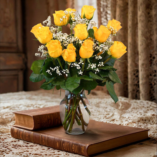 12 Yellow roses