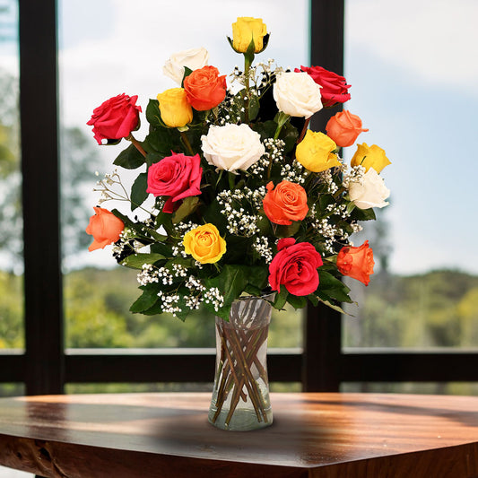 18 Assorted color roses