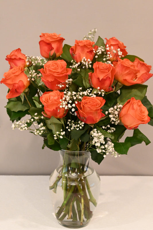 12 Orange roses